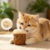Brinquedo para Gatos de Bucha Natural Formato de Copo de Chá com Leite Mastigável com Palito de Erva-de-Gato Brinquedo Seguro para Dentição de Gatos Filhotes Limpeza dos Dentes