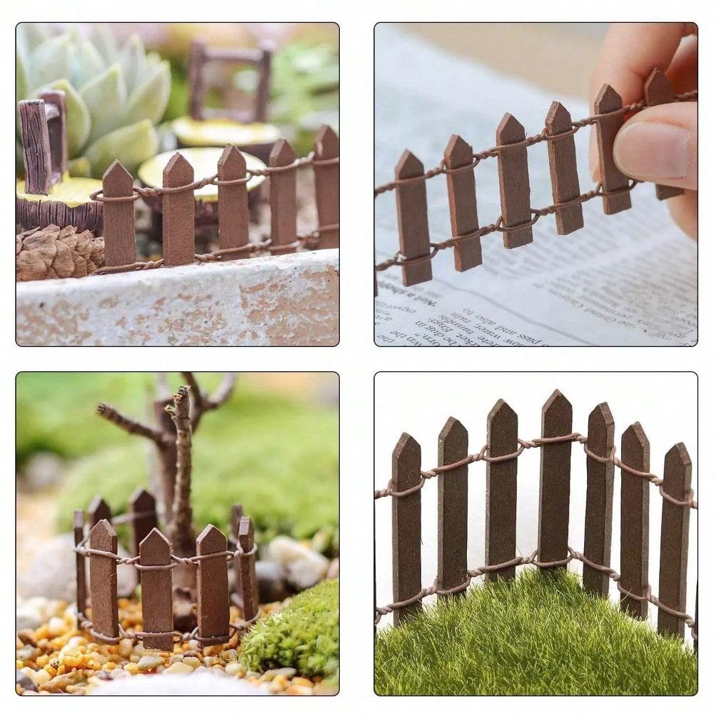 1PC Mini Wooden Fence Miniature Fence For Fairy Garden Micro Landscape Flower Pots Accessories Ornaments For Home Room Garden