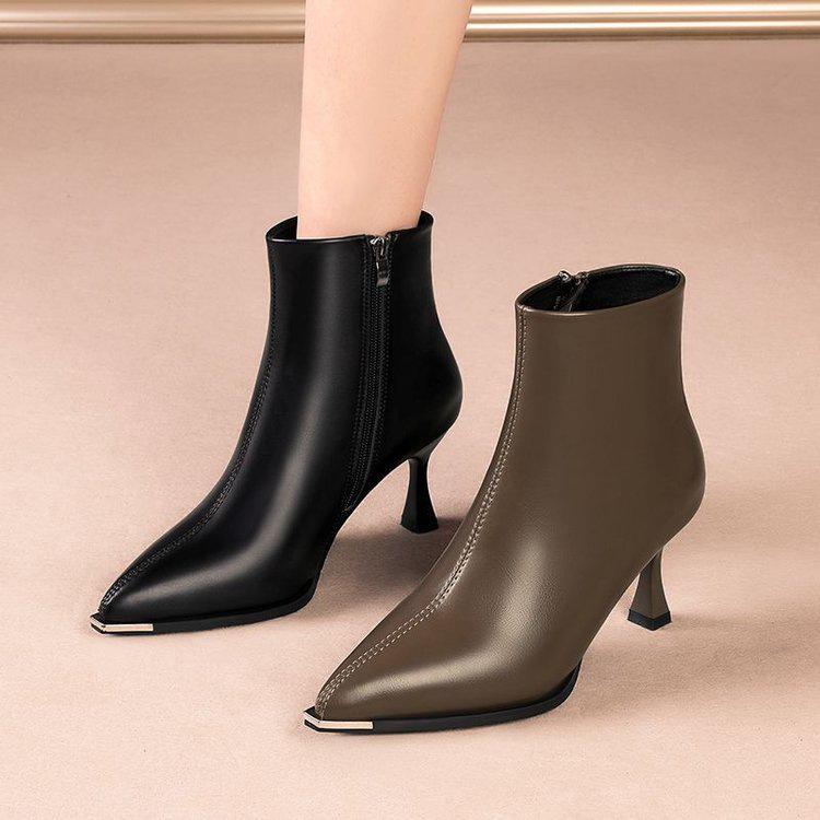 Damen Samt Spitzschuh Stiletto Stiefeletten - Weiches Leder, Vielseitig für Herbst/Winter 2025.