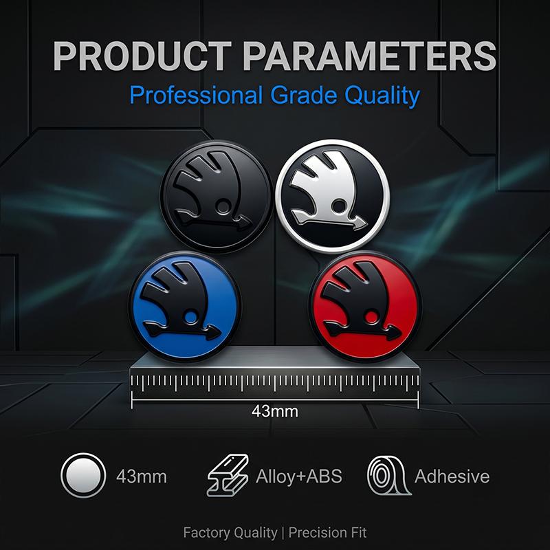 1Pcs 43mm Car Steering Wheel Emblem Sticker Skoda Logo Auto Interior Decal Badge For Skoda Octavia Superb Rapid Kamiq Karoq Kodiaq