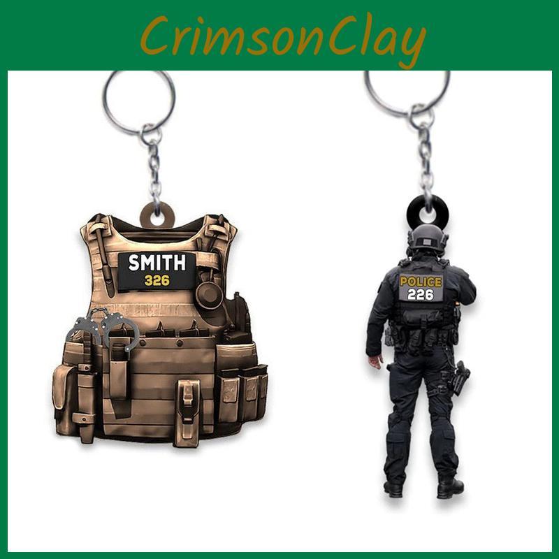 Polizei Geschenk Schlüsselanhänger Acryl Rucksack Dekoration Kreativer Anhänger Schlüsselring Zubehör