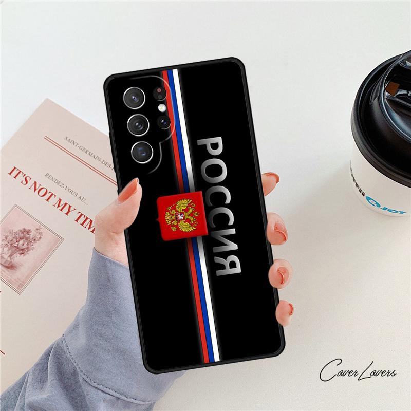 Russia Flag Coat Of Arms Phone Case For Samsung Galaxy S24 S25 S23 S22 Ultra Note 10 20 Plus S20 S21 FE Cover