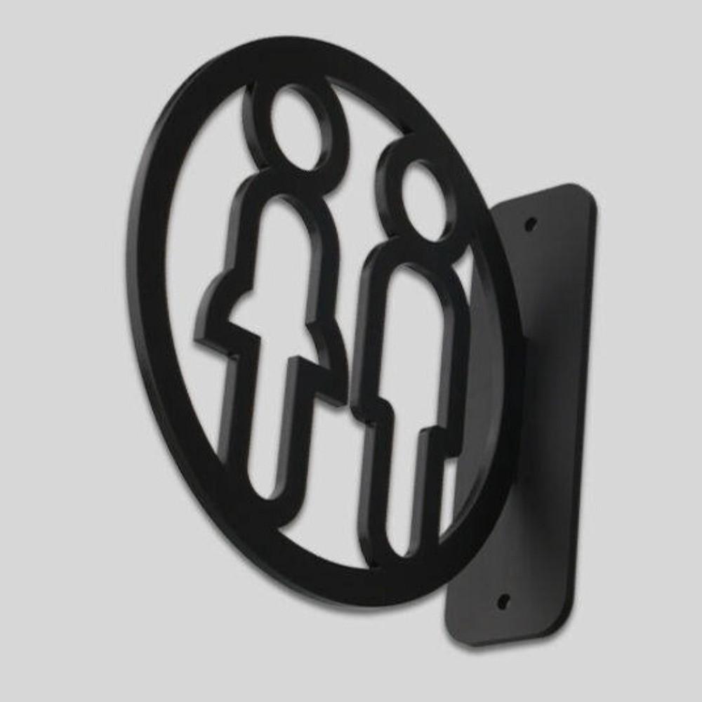 2D Flat Acrylic Bathroom Sign Detachable Double-Sided Washroom Door Sign Easy To Install Minimalist Restroom Guide