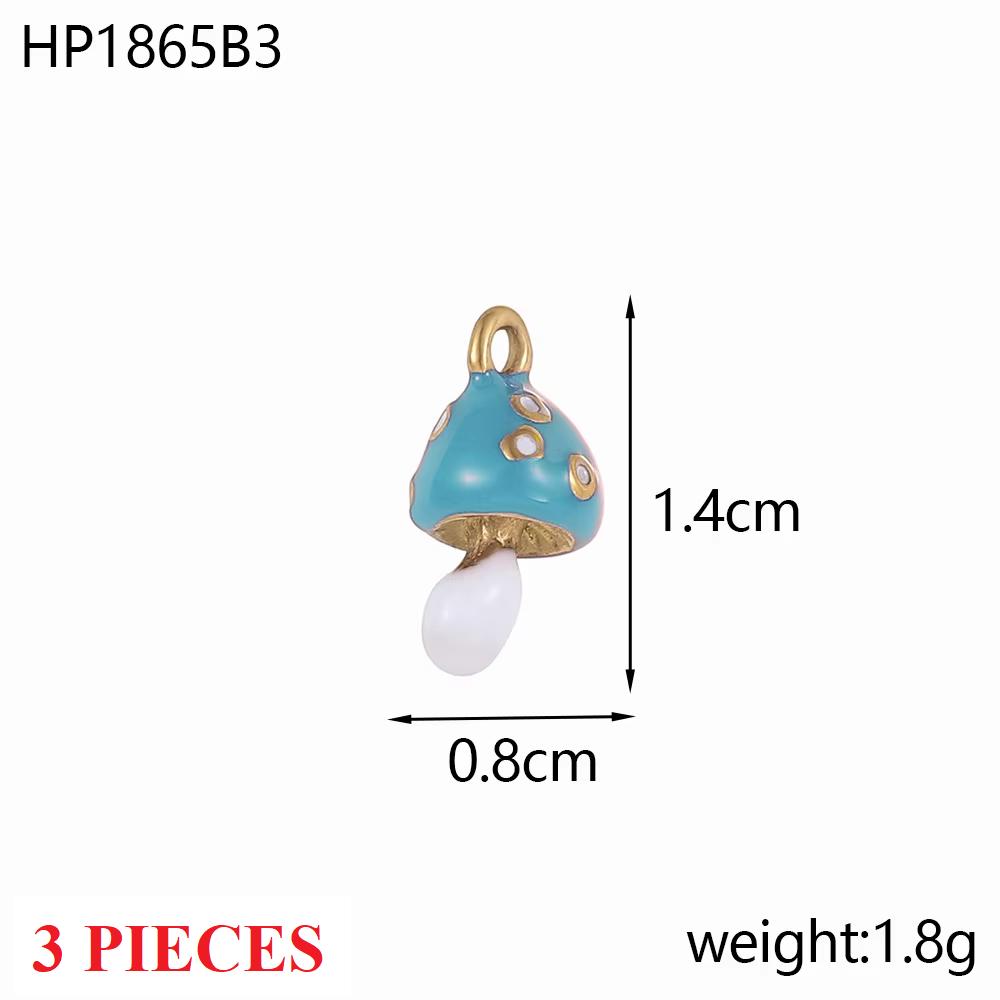 3PCS/LOT CARLIDANA Enamel Fruit Mushroom Charms Pendants Stainless Steel DIY Necklace Jewelry Making Accessories