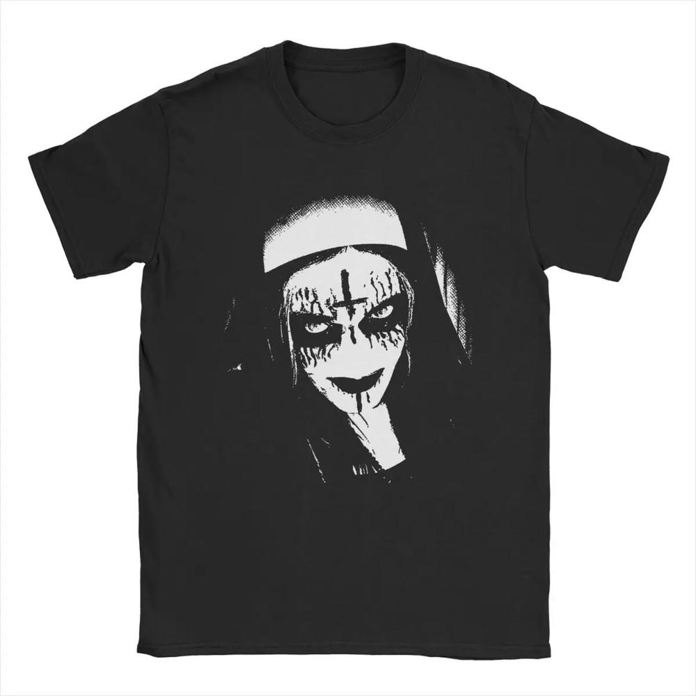 Satanic Nun Satan T Shirt Men Pure Cotton Funny T-Shirt O Neck Tees Short Sleeve Unisex T-Shirt