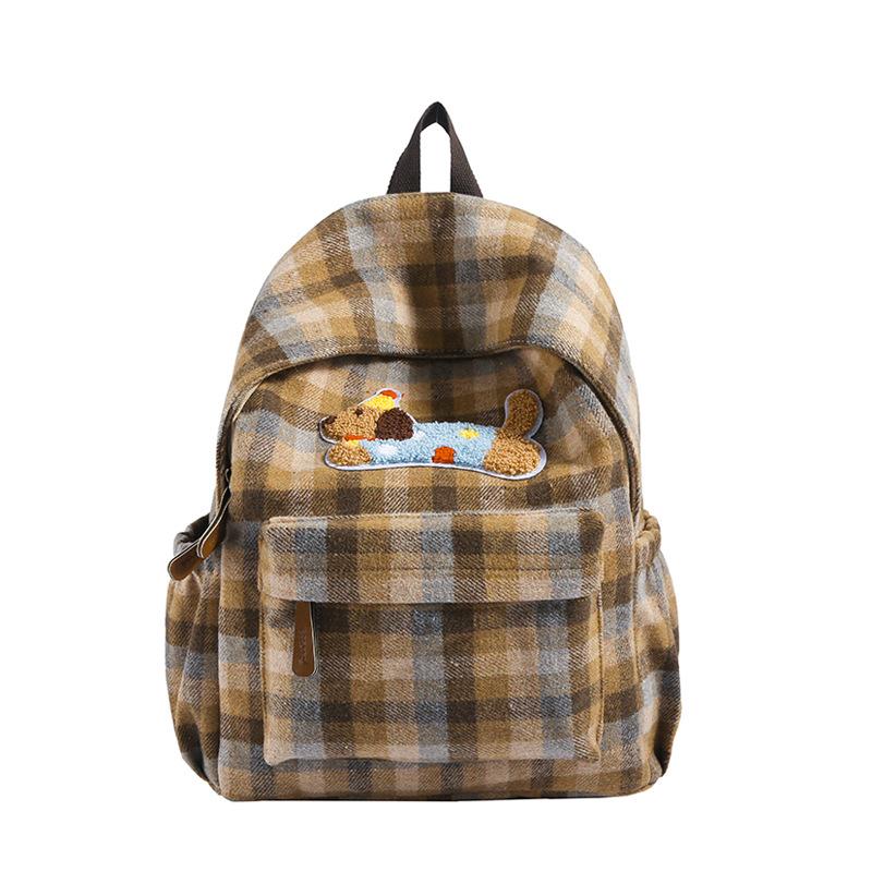 Schoolbag retro plaid backpack college student casual backpack women's plaid backpack student schoolbag large capacity backpack