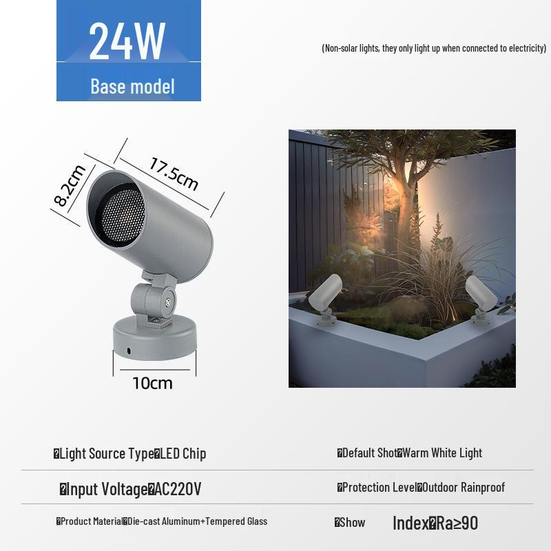 Waterproof Outdoor LED Spotlight for Trees and Gardens - Landscape Lawn Light with Ground Stake, 24V Floodlight
