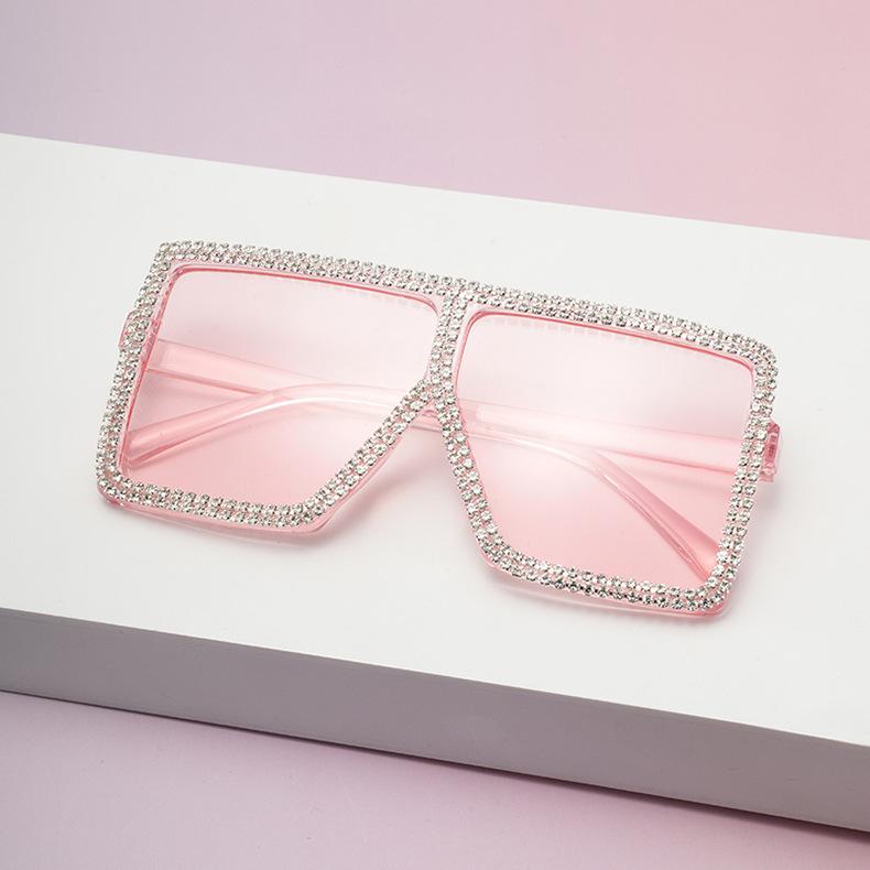 2026 Oversized Bling Square Sunglasses For Women Oversized Rhinestone Frame UV400 Protection Fashion Party Shades KJ206