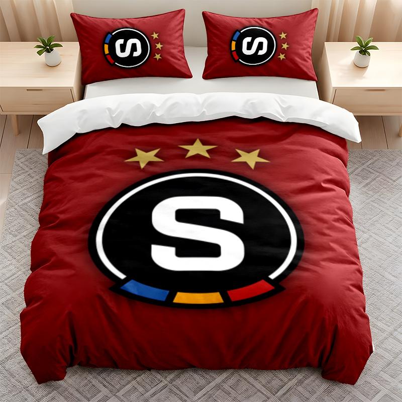 HC Sparta Praha 3-teiliges Bettwäscheset mit Aufdruck Bettbezug mit zwei Kissenbezügen Heimschlafzimmer Dekoration Festivalgeschenk