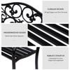 Metal Garden Bench with Floral Backrest and Armrests - Black