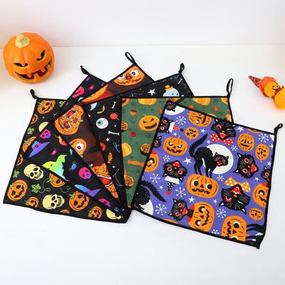 Super Soft Polyester Halloween Kitchen Towels for Hand Dish Drying Pumpkin Motifs Machine Washable, Multi Towels for Home Decor