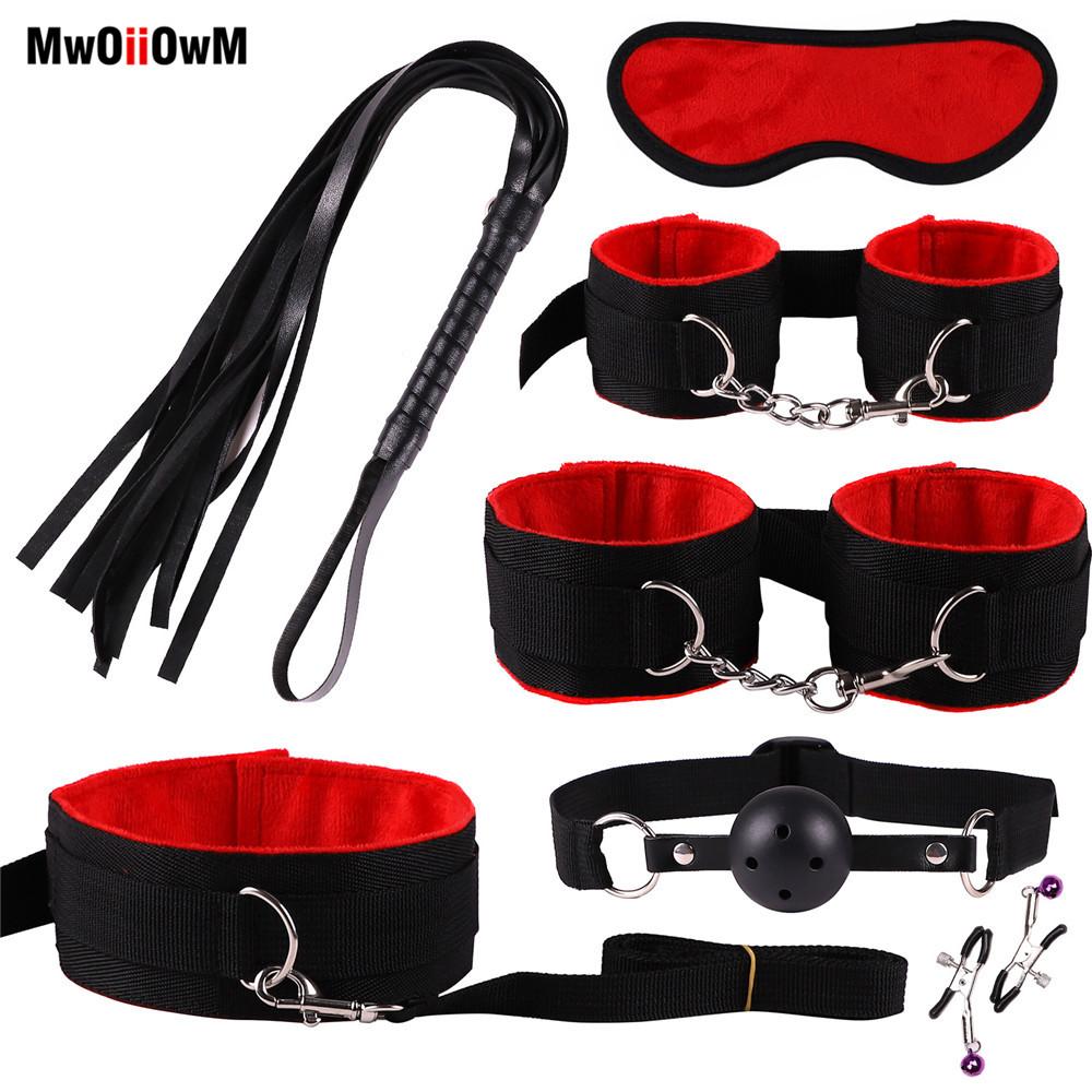7 in 1 Exotic Accessories Sex Bondage Set Sexy Lingerie Handcuffs Whip Rope Adult Products for