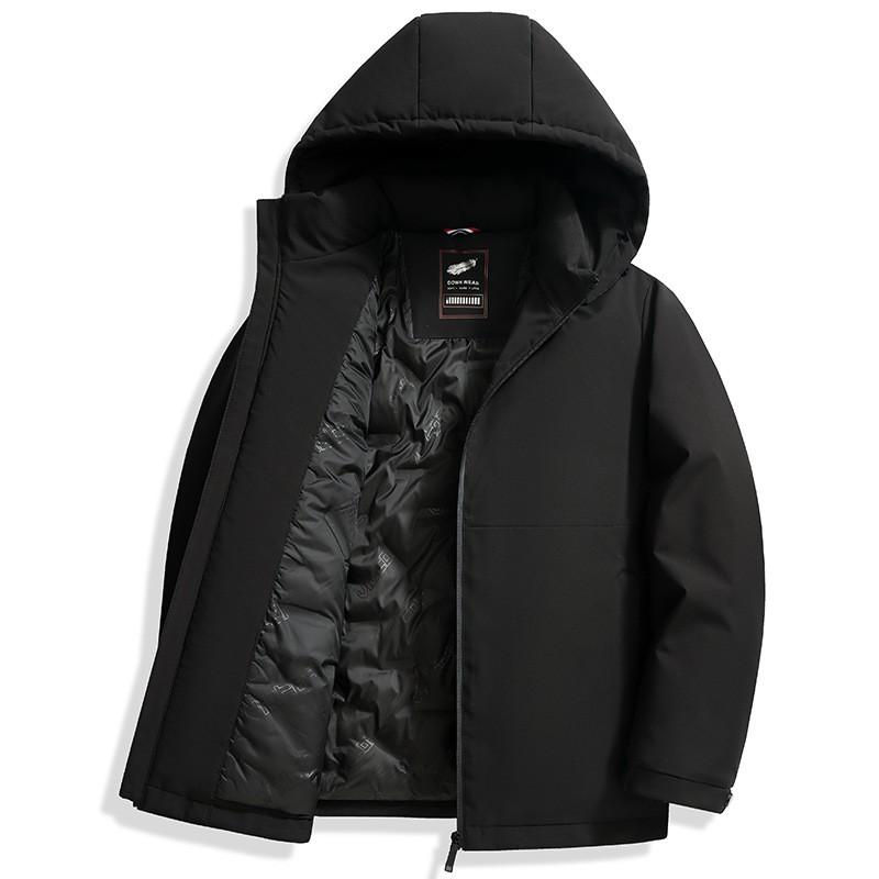 Mens Detachable Hooded Down Jacket Winter Thick Casual Outerwear Solid Color Plus Size