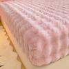 Class A Bubble Fleece Solid Color Fitted Sheet Thickened Mattress Protector Cover Fleece Bed Sheet Single Piece