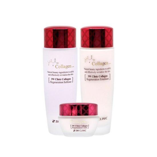 3W Clinic Collagen Skincare 3-Piece Set Anti-Aging & Hydrating Care 1 Set (Softener 150ml + Emulsion 150ml + Cream 60ml)