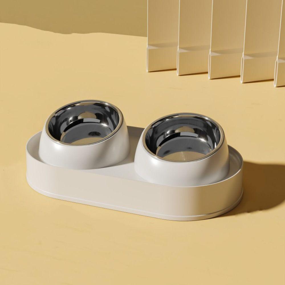 Slanted Mouth Pet Feeding Double Bowls Portable Pet Drinking Feeder Dog Food Basin  Water Container
