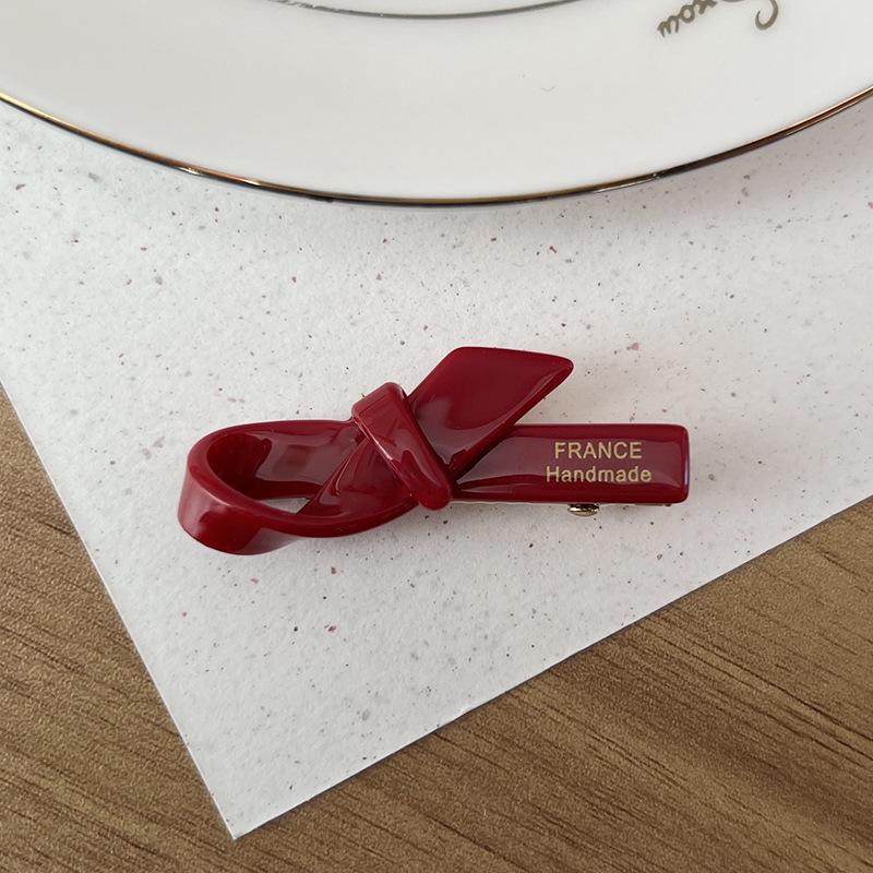 Korean-style Gold Label Small Acetate Bow Duckbill Hair Clip