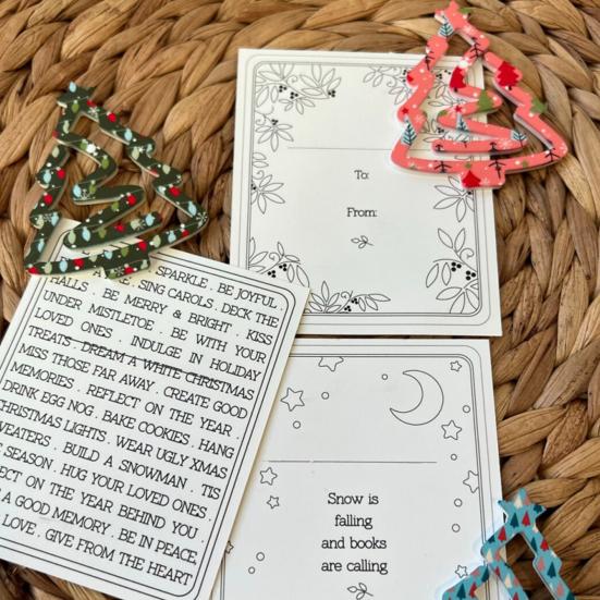 1/3Pcs Christmas Tree Bookmark with Card Tree Shape Acrylic Book Page Marker Clip Decoration Book Lovers Birthday Holiday Gift
