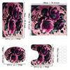 Valentine'S Day Pink Rose Bathroom Set: Bath Curtain, Toilet Lid Cover, U-Shape Rug, Bathroom Accessories