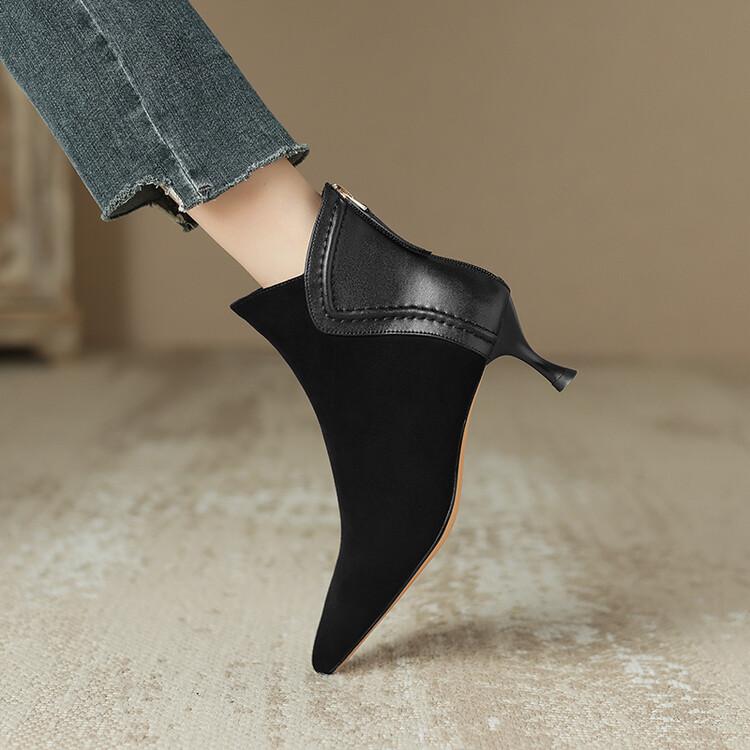 Fashion 2025 Autumn Women Boots Pointed Toe Sheep Suede Fashion Boots for Women Winter Boots Women Zapatos Mujer Short Boots High Heels