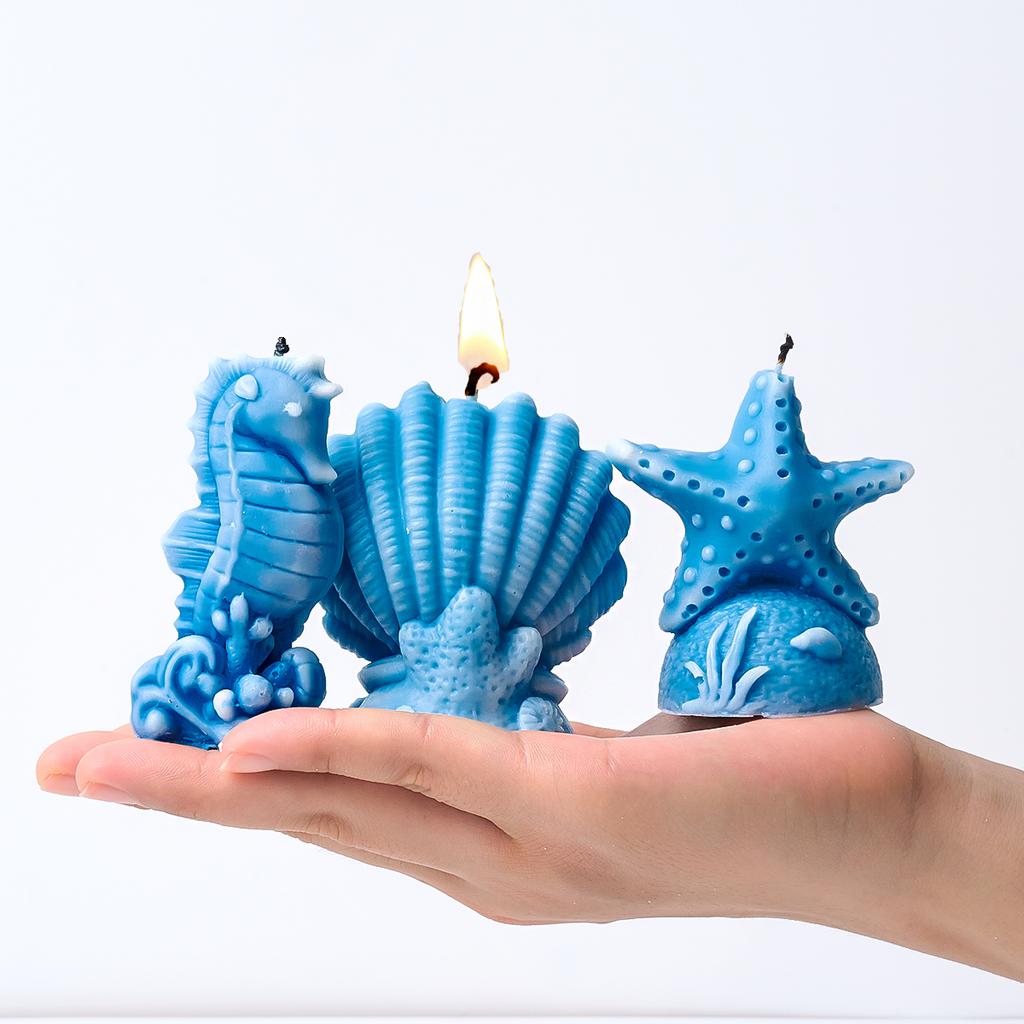 3D Ocean Series Silicone Candle Mold DIY Handmade Shell Starfish Soap Plaster Resin Craft Casting Molds Home Decoration Tools
