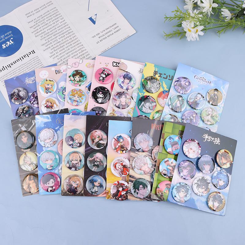 8 Pcs/Set Anime Tinning Tinplate Brooch Sanrio Backpack Badge Souvenir Clothing Gift For Friends