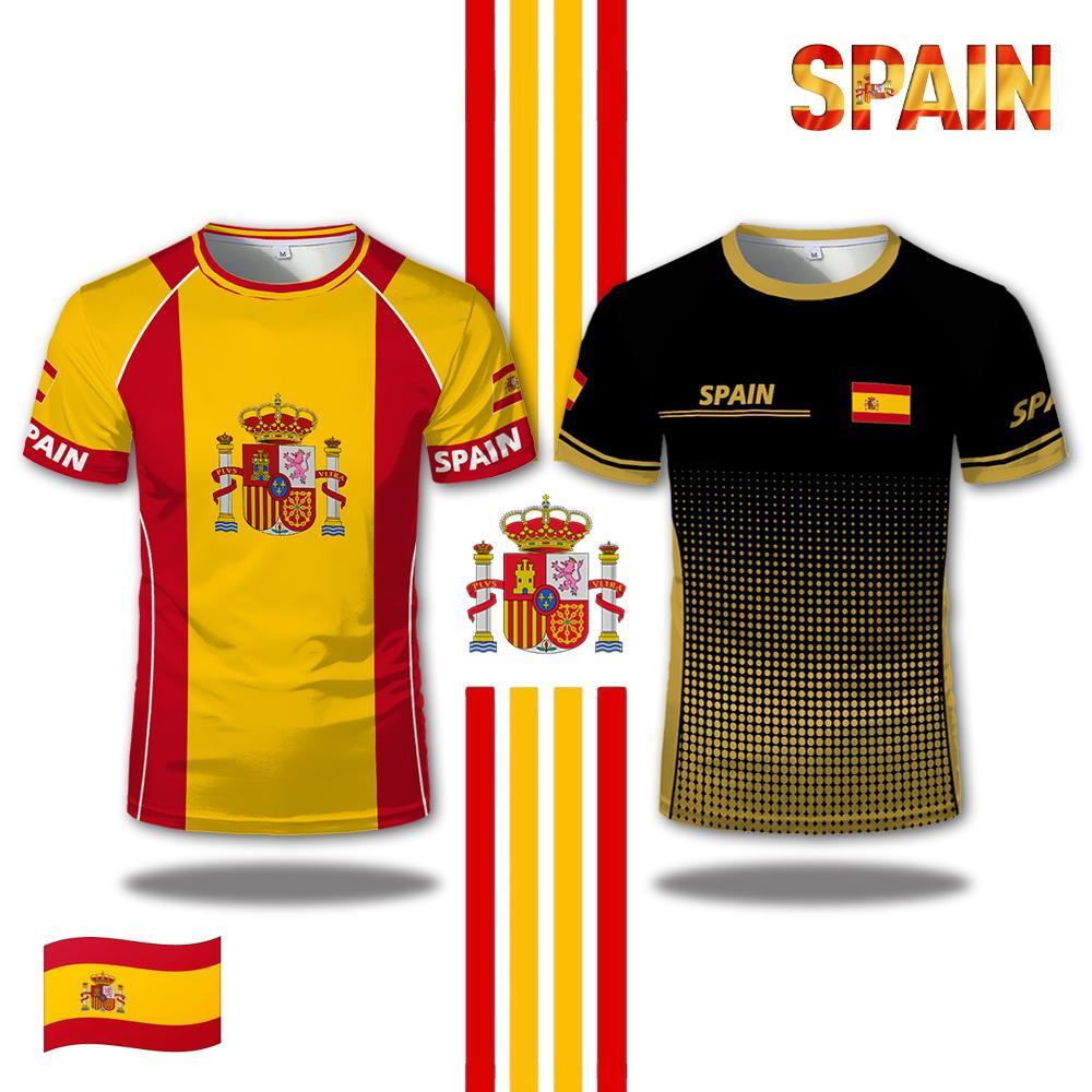 

Spain Flag Graphic Football Jersey, Quick-Drying Breathable T-shirt, Men Women Sports Training Tee, Casual Geometric Print Summer Tops S