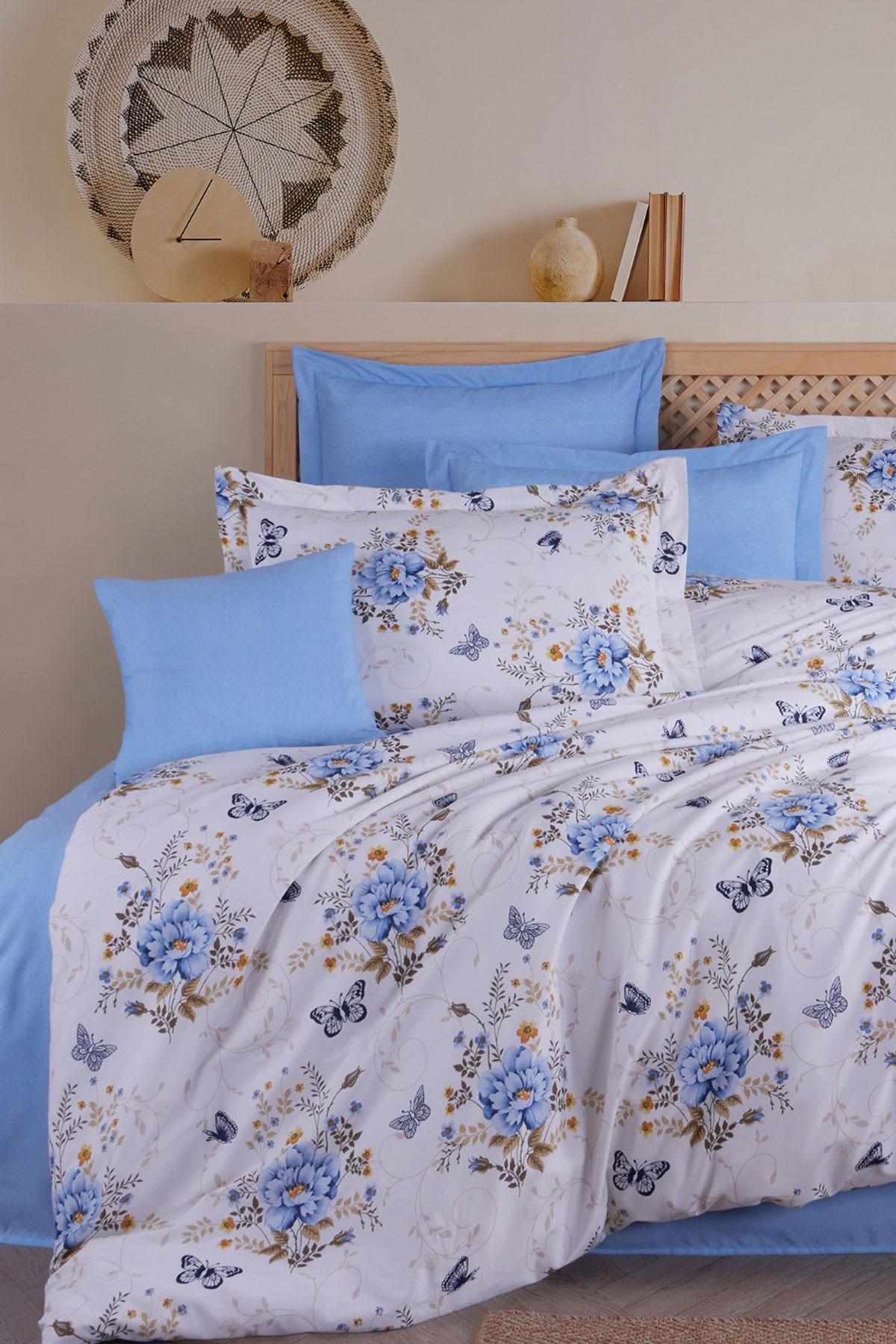 

Double Duvet Cover Set Cotton Blue Butterfly