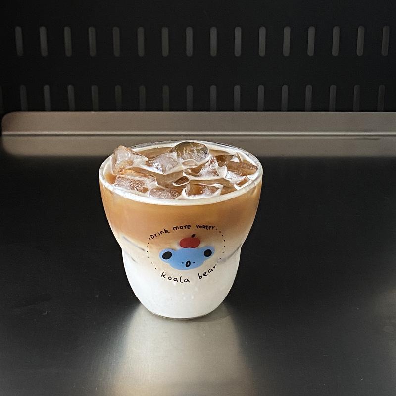 Niche Simple Ins Cartoon Koala Penguin Glass, High Temperature Resistant Juice Cup Coffee Cup Couple 280Ml