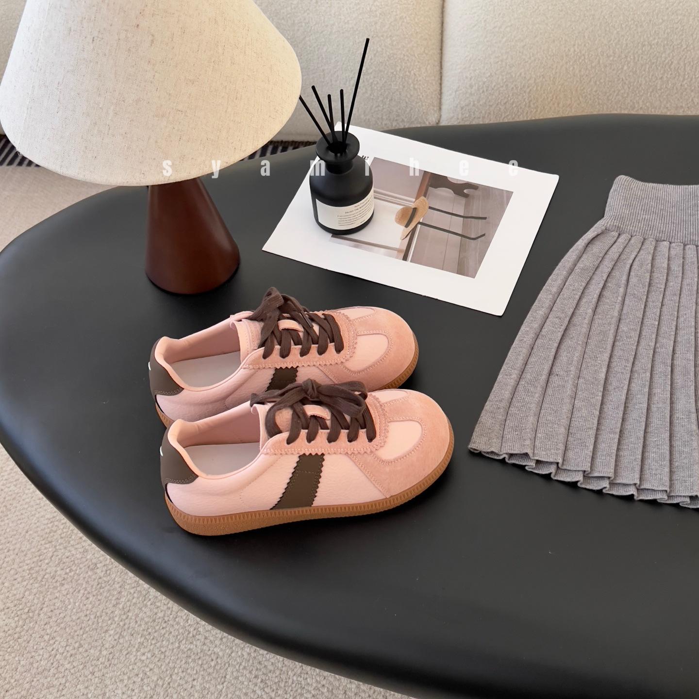 

Thick-soled big-head retro women s shoes New sports and leisure shoes Round head lace-up board shoes 35 розовый