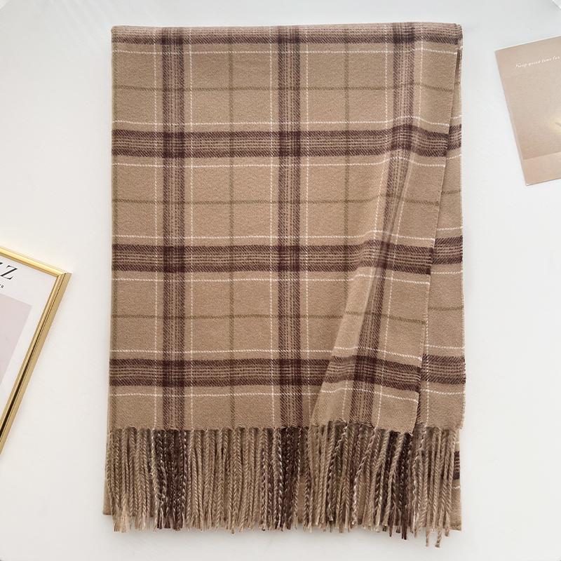 New plaid scarf girls autumn and winter imitation cashmere Korean version versatile student scarf gentle elegant fashion shawl