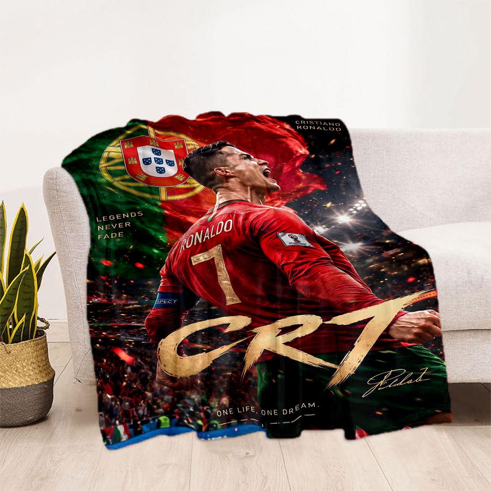 Ronaldo's Legacy Football Blanket Ultra-Soft Suitable for Chair Seaside Bed for All Seasons Digital Print Unique Gift for Family and Friends Camping