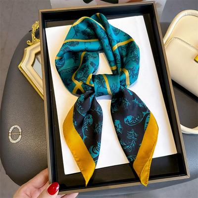 Frühling Sommer 70X70cm Quadratischer Seidenschal Damen Einfacher Hijab Luxuriöses Tuch Foulard Haarband Schleife Halstuch Kopftücher