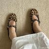 Damen Luxus Mary Jane Schuhe retro runde Zehenpartie flache Schuhe flacher Ausschnitt Ballett Einzel-Schuh Mode Leopardenmuster Damen flach