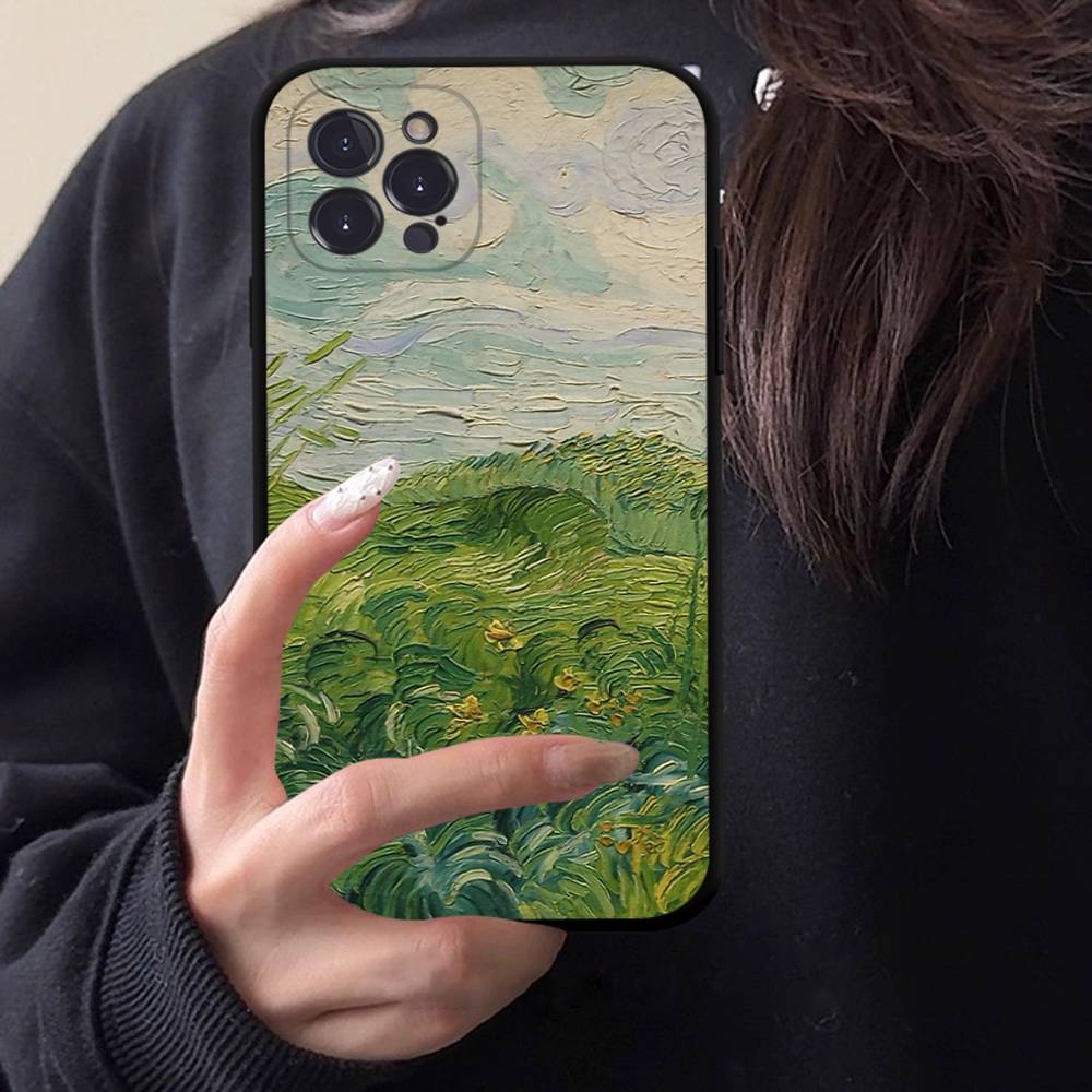 Retro Van Gogh Oil Paint Black TPU Phone Case Fashion For iphone17 Air 16 15 14 13 12 Pro 11 Pro Max Plus Protective Case