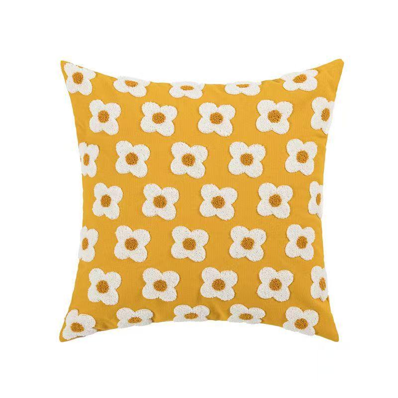 Fresh Daisy Flowers Sofa Pillow Case Ins Style Living Room Sofa Waist Pillow Sleeping Pillow Cushion Bedside Cushion