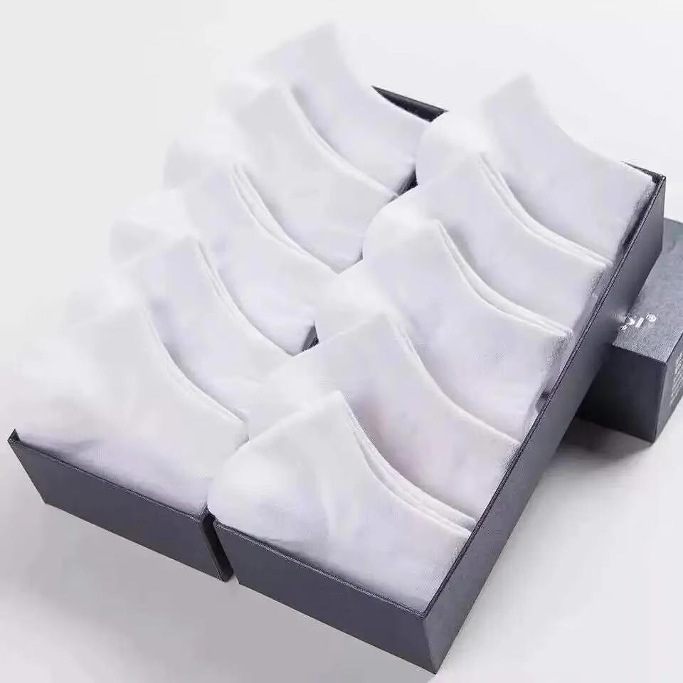 10 Pairs Men'S Polyester Boat Socks New Style Black White Grey Business Men Stockings Soft Breathable Summer For Male