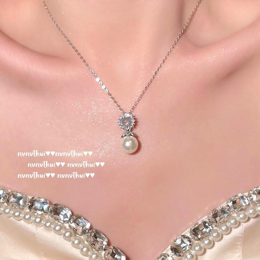Weißer Mond Litschi Gefrorener Weißer Chalcedon Perlenkette, Wassergeist, Tiefsee Perle Seestern Blume Perlenohrringe