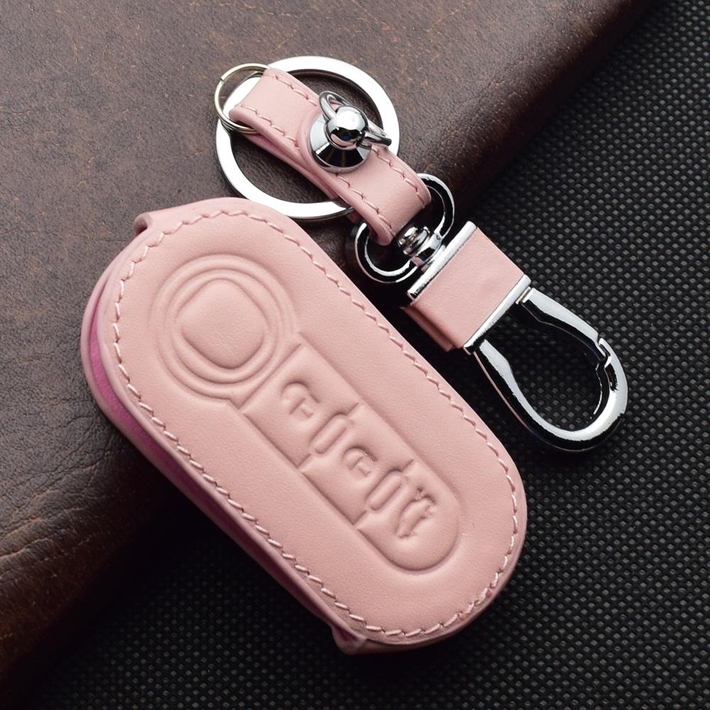 Leather Car Key Case 3 Button Folding Remote Control Protect Cover For Fiat 500 500L 500X Brava Punto Ducato Fiorino Panda Stilo