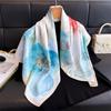 National Style Ink Flower Simulation Silk High-end Large Square Scarf Silk Scarf Printed Shawl Scarf Sunscreen Scarf Head Scarf Scarf