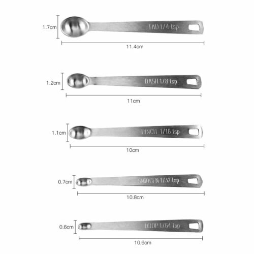 Teensery Stainless Steel Measuring Spoons, Mini Spoons for Home Kitchen Baking and Cooking, 5 Pieces