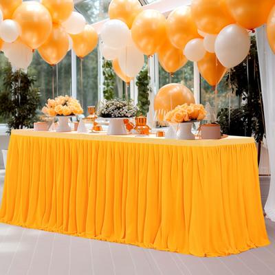 6FT Table Skirt for Rectangle Tables Wrinkle Resistant Pleated Tablecloth Reusable Ruffle Table Cloth for Christmas Dessert Cake Table Decoration