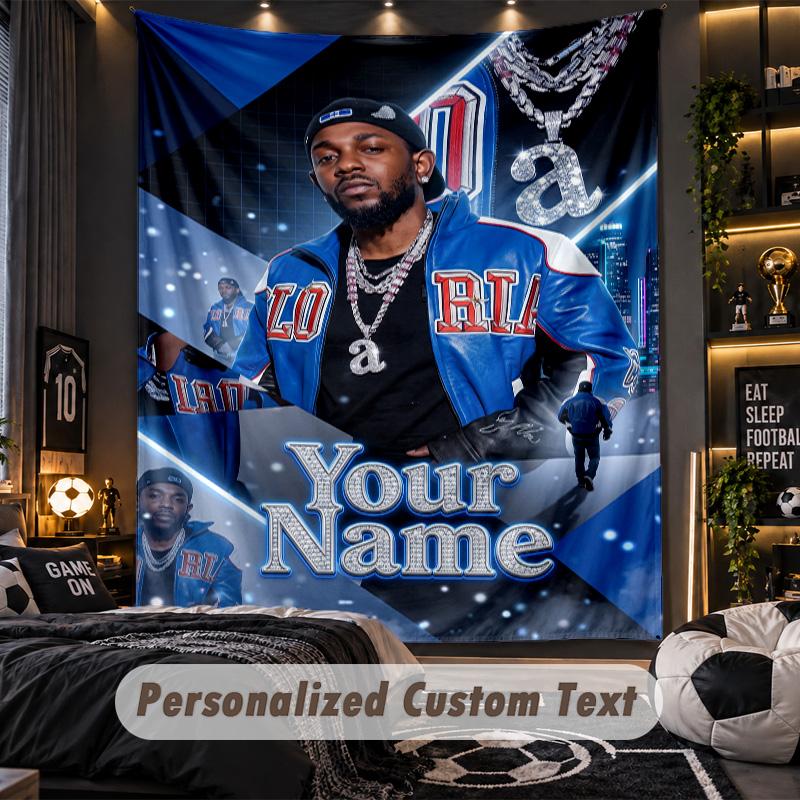 Personalized Wall Tapestry,Kendrick Lamar Custom Printed Name, Fabric Wall Art For Indoor Room Backdrop