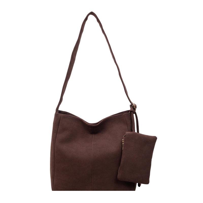 2025 New Suede Bag Women's High-end Maillard Shoulder Bag Large-capacity Tote Bag Versatile Messenger Bag