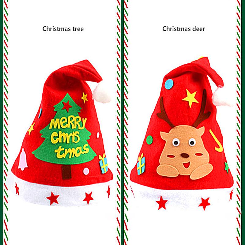 3Pcs/Set Craft Kit Creative Cartoon New Christmas Hat Personality Non-woven Toys Handmade For Children High Quality
