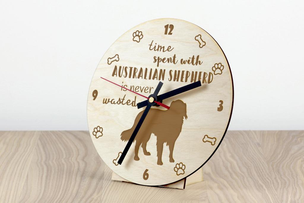 Australian Shepherd - clock with dog, wooden clock with engraving, personalised clock by Art-Dog