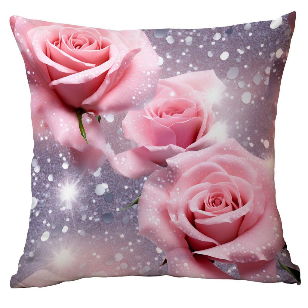 New Spring Flower Pink Rose Pillowcase Home Living Room Sofa Cushion Pillowcase