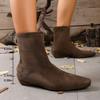 Flat Bottom Pointed Thin Boots Fashion Short Boots Women's Elastic Suede Bare Boots Foreign Style New Inner Height Increase In Autumn 2025