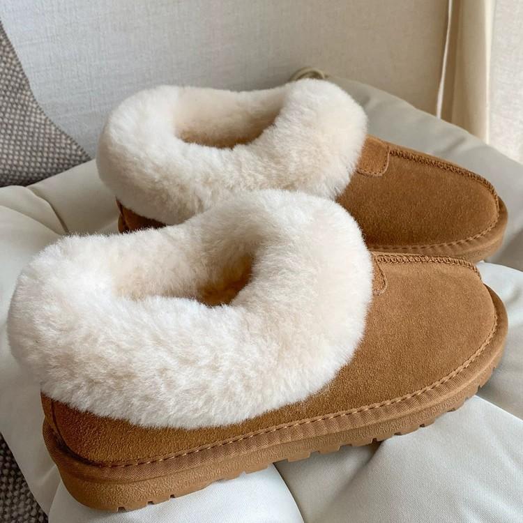 Fur integrated snow boots women's winter velvet thickened bottom fluffy bread one pedal cold-resistant Northeast cotton shoes