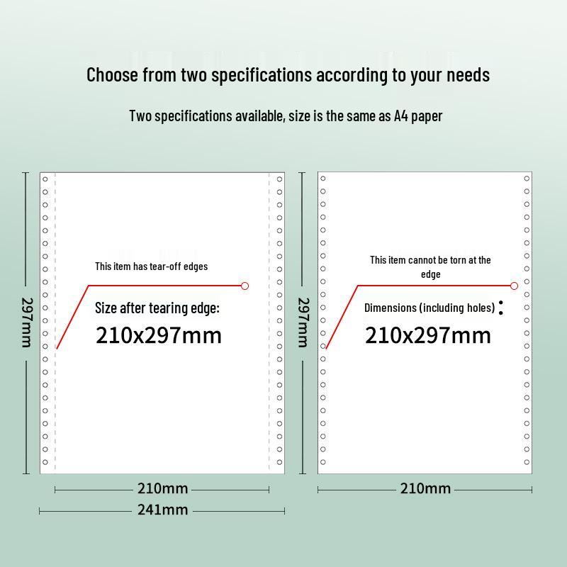 Pinfeed Multi-Part Computer Paper, 210x297mm, 241x297mm, 1000 Sheets/Box